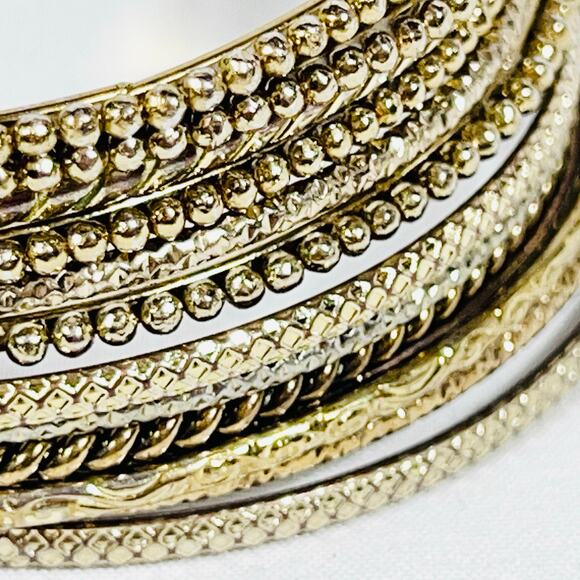 Vintage Bangle Bracelet Stack Estate Lot of 12 Dark Gold Bronze Tone - Picture 3 of 8
